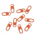 Set of ten orange matte lacquered alloy lobster clasps with swivel rings for DIY keychains - Orange Red