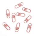 Nine pink metal lobster claw clasps with rotating base for DIY jewelry making - Pink