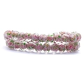 Pink rose motif inside faceted glass beads for handmade jewelry making and DIY bracelets - Purple