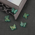 Translucent emerald green butterfly charms with gold glitter for DIY hair pins - Green Gold Foil