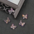 Five purple butterfly-shaped glass beads with gold foil for DIY jewelry making - Purple Gold Foil