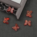 Amber red glass butterfly charm with gold flakes for DIY hair accessories and jewelry - Red Gold Foil
