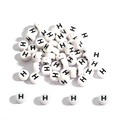 DIY white acrylic flat round beads with black capital letter H for jewelry making - 100 Pieces/Pack (4x7mm) / Flat Bead H