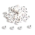 Flat round white acrylic beads with black horizontal bar pattern for DIY jewelry making - 100 Pieces/Pack (4x7mm) / Flat Bead I