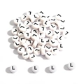 Flat round acrylic alphabet bead with letter L for DIY jewelry making crafts - 100 Pieces/Pack (4x7mm) / Flat Bead L