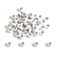Flat round white acrylic DIY beads with black letter O for personalized jewelry making - 100 Pieces/Pack (4x7mm) / Flat Bead O