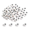 Flat round white acrylic DIY alphabet beads with black uppercase letter Q printed - 100 Pieces/Pack (4x7mm) / Flat Bead Q
