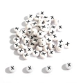 Flat round white acrylic beads with black letter X for DIY jewelry and bracelets - Letter X / 100 Pieces/Pack (4x7mm)