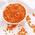 Macro shot of 3mm orange and pink glass seed beads in a white bowl for DIY jewelry - 3mm (30g/Pack Approx 1000 Pieces) / Orange Red Series
