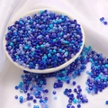 Mélange de perles de rocaille en verre bleu 3mm pour DIY avec finitions polies et irisées - 3mm (30g/Paquet Environ 1000 Pièces) / Série Bleu Royal
