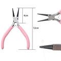 Mini round nose jewelry pliers with pink non-slip handle for DIY wire beading 12cm - Pink Handle Double Round Nose Pliers