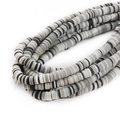 Perles Heishi en argile polymère à rayures noir gris blanc pour bijoux faits main - Mélange Gris