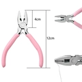 Mini pink combination jewelry pliers with 12cm length for DIY crafting and wire beading - Pink Handle Mini Steel Wire Pliers