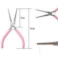 Mini needle nose jewelry pliers with pink non-slip handle for DIY beading and crafts - Pink Handle Long Needle Nose Pliers (Smooth)