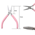Mini pink jewelry pliers with 12cm length and 4cm jaws for DIY beading and wire wrapping - Pink Handle Flat Nose Pliers