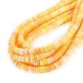 Perles Heishi en argile plates jaune orange et blanc pour fabrication de bijoux DIY - Mélange Jaune