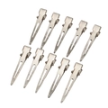 Set di 10 mollette professionali in metallo argentato per lo styling dei capelli - Fermaglio Piccolo a Becco d'Anatra / Argento