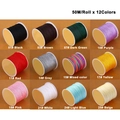 Set van 12 kleuren gevlochten nylon koord van 50 m voor DIY armbanden en sieraden maken - 12 Kleuren/Verpakking / Willekeurig Gemengde Kleuren