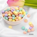 11mm macaron acrylic round beads with pearlescent matte finish for DIY jewelry - Flat Bead / 11mm (Approx. 75 Pieces/Pack) / Ice Cream Color