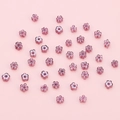 Perles fleurs millefiori rose foncé faites à la main pour création de bijoux DIY - Diamètre 4-5mm, Longueur 19cm (1 Brin/Paquet) / Violet