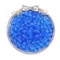 Blue transparent acrylic barrel beads for DIY bracelets displayed in a silver tray - Approx. 100 Pieces/Pack / Dark Blue
