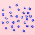 Perles fleurs en verre Millefiori bleues pour création de boucles d'oreilles DIY - Diamètre 4-5mm, Longueur 19cm (1 Brin/Paquet) / Bleu