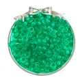 DIY green transparent acrylic barrel beads displayed on a silver tray for handmade jewelry - Approx. 100 Pieces/Pack / Dark Green