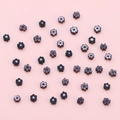 Perles en verre Millefiori en forme de fleur noir et blanc pour bijoux artisanaux - Diamètre 4-5mm, Longueur 19cm (1 Brin/Paquet) / Noir