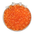 Vibrant orange transparent acrylic pony beads in a vintage silver bowl for DIY crafts - Approx. 100 Pieces/Pack / Orange