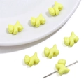 Pale yellow cat-shaped acrylic beads for DIY jewelry with silver pin showing hole - Bag / Yellow