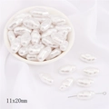 Irregular white ABS imitation pearls for DIY jewelry making size 11x20mm rice shape - Boat / 5 Pieces