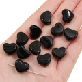 Perle in acrilico nero a forma di cuore per creazione di collane e braccialetti DIY - Nero