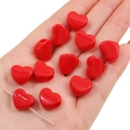 Perles en forme de cœur rouge brillant en acrylique pour bijoux et colliers DIY - 30 Pièces/Paquet (14x12mm) / Rouge