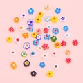 Bunte gemischte blumenförmige Millefiori Glasperlen für DIY Schmuckherstellung und Basteln - 1 Strang (ca. 37-45 Stück, Durchmesser 4-5mm) / Mehrfarbig 2