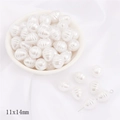 White threaded teardrop ABS imitation pearl beads 11x14mm for DIY jewelry making - Threaded Waterdrop Shape