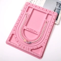 Planche de conception de perles rose pour bijoux faits main avec mesures et collier floral - Plateau de Design Rectangulaire (Rose/1 Pièce)