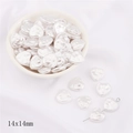 Pearlescent white heart-shaped imitation pearl beads 14x14mm for DIY jewelry making - Flat Heart