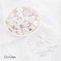 Square 12x12mm pearlescent white ABS beads with hammered texture for DIY jewelry making - Square