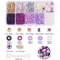 Kit DIY bracelet détaillé avec perles d'argile 4mm, perles lettres, coquillages et fil - 10 Compartiments (4mm / Environ 1350 Pièces/Paquet) / Série Violette