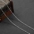 Polished silver iron O-chain with small beads on a vintage wooden jewelry box - 1 Meter/Pack / Silver O-Link Chain with 2mm Beads