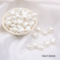 White heart-shaped imitation pearl beads 14x13mm for DIY jewelry making and crafts - Large Heart