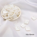 Square 16x16mm faux pearl bead in creamy white for DIY jewelry making and earrings - Square Flat