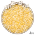 DIY 2mm gelbe und cremefarbene Glasperlen, 660 Stück für handgemachten Schmuck - Rhodiniert Champagner
