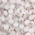 DIY glazen kralen met witte basis en groene inktpatronen voor het maken van armbanden - 8mm (50 stuks) / Wit met groen-bruine stippen (nr. 2)