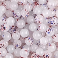 Mix van 8mm-10mm witte glazen kralen met rode en blauwe inktspatten voor DIY-sieraden - 8mm (50 stuks) / Wit met rood-blauwe stippen (nr. 3)