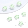 Perle étoile vert clair en alliage avec bordure blanche pour bijoux DIY - Étoile / 1 Pièce (Trou env. 1mm) / Vert