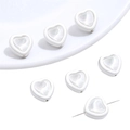 Perles en forme de cœur blanc avec finition nacrée pour création de bijoux - Cœur / 1 Pièce (Trou env. 1mm) / Blanc