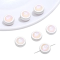 DIY jewelry beads with white matte shell and iridescent resin star design for bracelets - Round / 1 Piece (Hole approx 1mm) / Pink