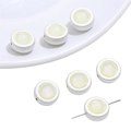 DIY charm bead in white and iridescent pale yellow for handmade bracelets and necklaces - Round / 1 Piece (Hole approx 1mm) / Yellow