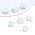 Flat round mint green bead with white border and hole for DIY jewelry making - Round / 1 Piece (Hole approx 1mm) / Green